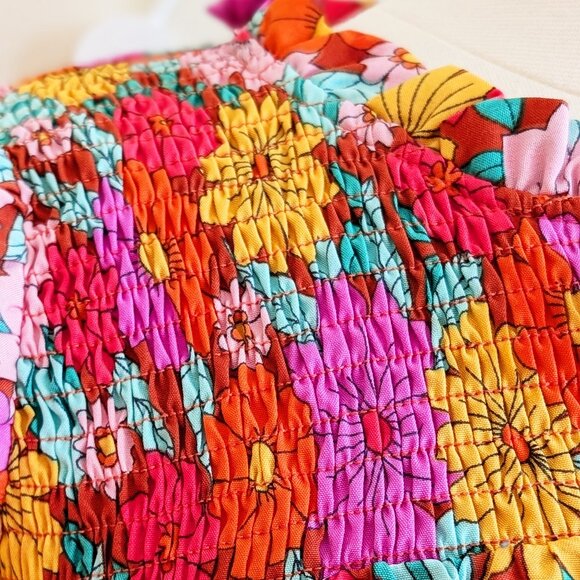 NWT Retro Floral Tiered XL-2XL Dress | Smocked Boho Flower Plus Size | 70s Style - Picture 2 of 5